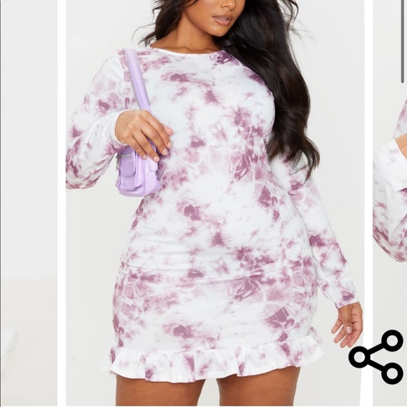 PLT Plus Purple Tie Dye Mini Frill Hem Dress - Picture 3 of 3